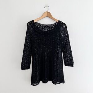 Lucky Brand Vintage Mohair Lace Knit Sweater Size Small
